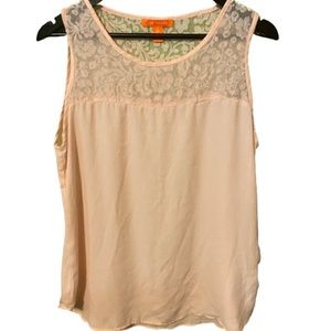 Floral velvet trimmed tank top